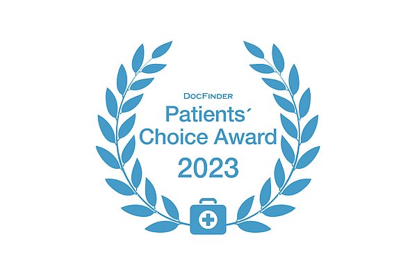 Auszeichnung mit dem Docfinder Patient Choice Award 2023.